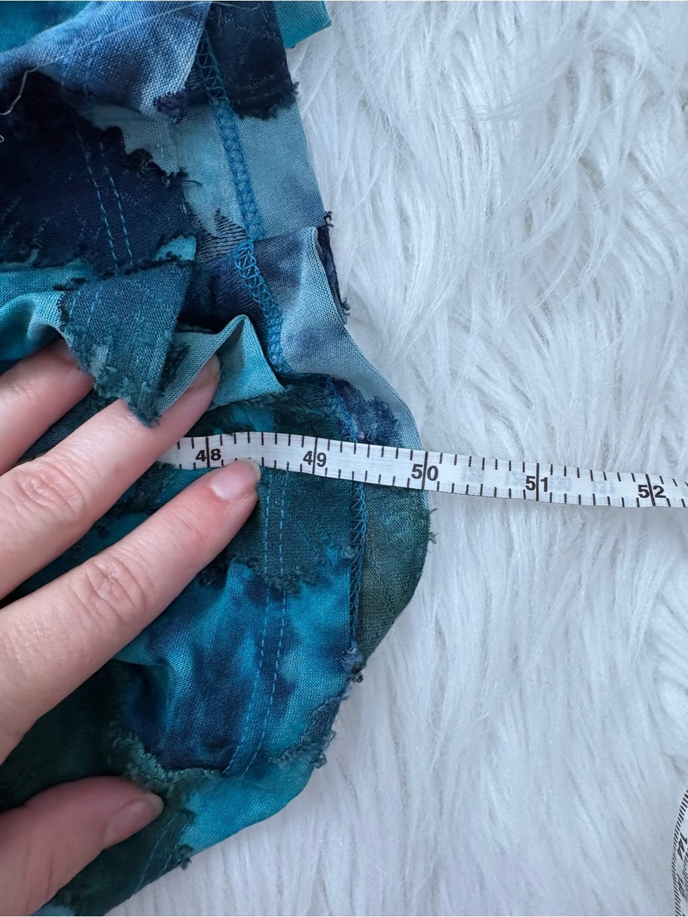 Karen Kane Teal and Navy Abstract Watercolor Indie Hippie V-Neck Maxi Dress - Picture 5 of 5